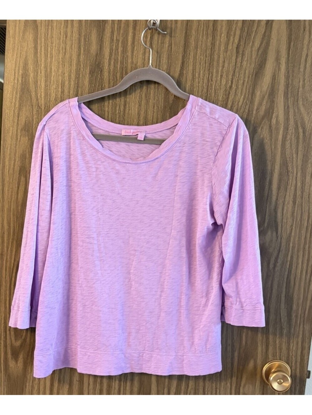 Fresh Produce L Lavender 3/4 Sleeve Tee 100% Cotton USA